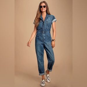 Grover Medium Wash Denim Utility Jumpsuit